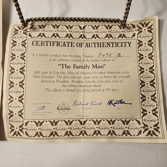Knowles Decorative Plate "The Family Man" Collector Plate - COA - Picture 7 of 9